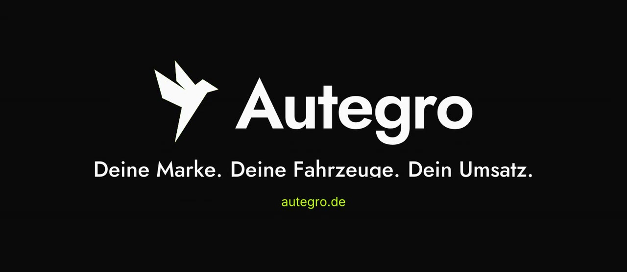Autegro &middot; the full lockup, mark and wordmark over the slogan and the domain in Volt Lime